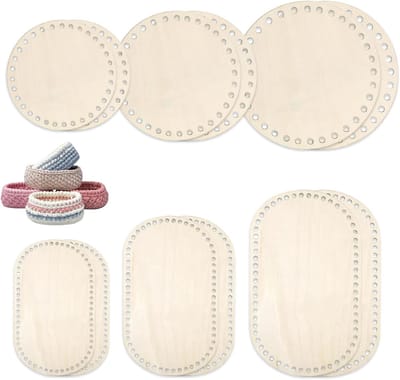12 Stuks Houten Mandbodems voor Haken - Gehaakte Zakbodem voor DIY Handtas, Mand en Weefbenodigdheden, Kunsthandwerk (Ovaal/Rond)