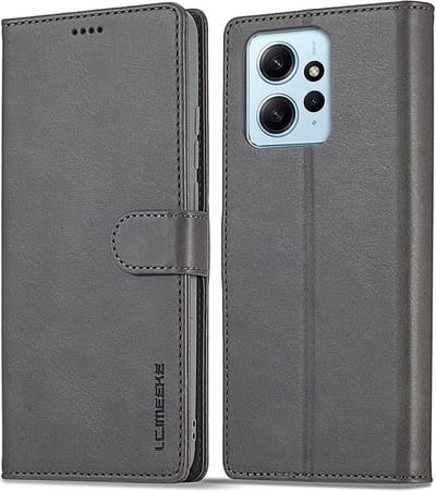 LC.IMEEKE Hoesje - Geschikt voor Xiaomi Redmi Note 12 4G Hoesje - LC.IMEEKE Luxe Book Case - Grijs