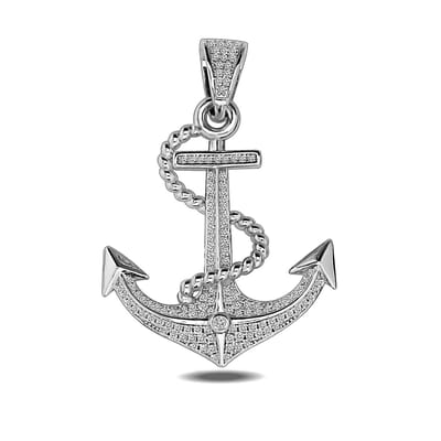 Juwelier Zwartevalk zilveren (gerhodineerd) anker hanger - 24.133