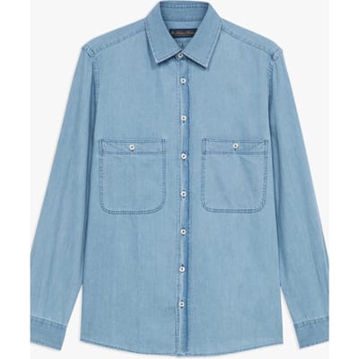 Brooks Brothers Classic Collar Denim Shirt Light Blue Size: S | Casual Shirts Outlet | Heren | Blauw