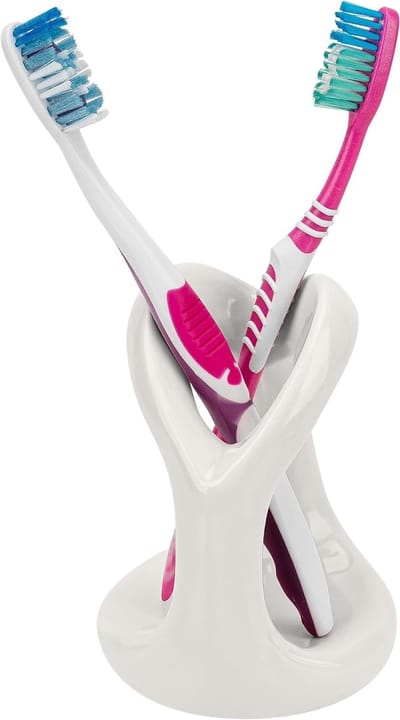 Unieke keramische tandenborstelhouder voor badkamer, stijlvolle organizer voor Oral-B, Colgate en Reach tandenborstels (Wit)