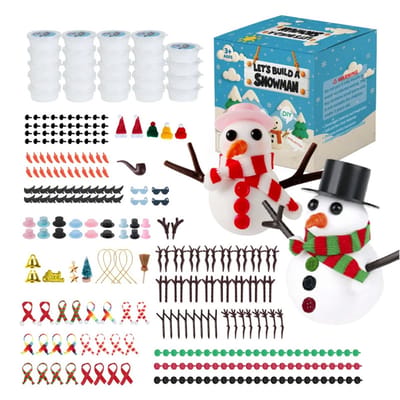 Adventskalender 2025 - Set van 12 Sneeuwpop Bouwpakket - Kerstsneeuwpop - 296 Pcs Sneeuwpop DIY Modelleerklei met Klei Accessoires - Modelleermassa - Luchtdrogend - voor Jongens en Meisjes