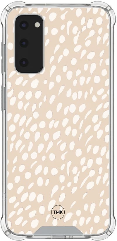 Shockproof hoesje geschikt voor Samsung Galaxy S20 FE - Sand dots - Schokbestendig - Verhoogde randen - TPU case - Extra Sterke Back Cover - Gestipt - Transparant, Beige