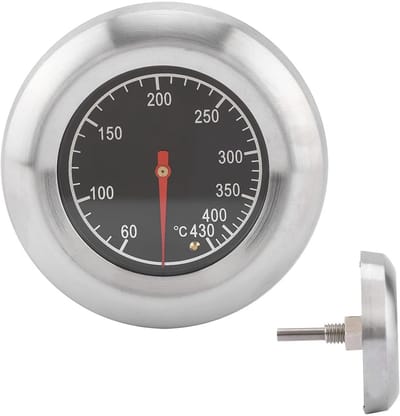 Grillthermometer Roestvrij - Analoge Meter - Barbecue Temperatuur - Waterdicht Rookbestendig - 60-430 Graden - Zwart