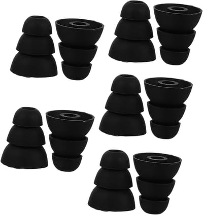 Drielaagse siliconen oordopjes voor oorkoptelefoon, geluidsisolatie, comfortabel en elastisch, maat L, 5 paar met 3,8 mm gatdiameter