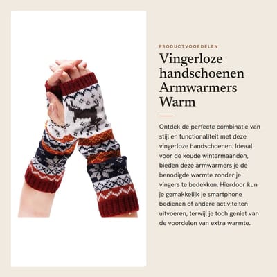 Dailygoods- Vingerloze Handschoenen - Thermische Winterhandschoenen - Vingerloze Handschoenen Dames - Armwarmers - Touchscreen Compatibel - Zacht Acrylgaren - Vingerloze Wanten