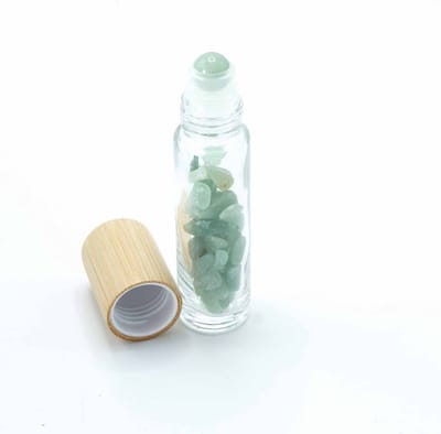 Edelsteen Rollerflesjes 10ml - 2 Stuks - Groene Aventurijn - Lege Rollerflesjes - Houten Dop - Aromatherapie
