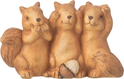 J-Line figuur Eekhoorn 3 horen/zien/zwijgen - porselein - bruin