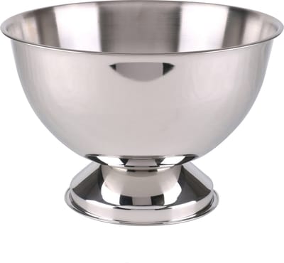 Urban Living Champagnekoeler/grote ijsemmer op voet - 20 Liter - zilver - RVS - D34 x H22 cm