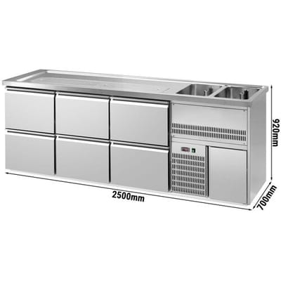 GGM Gastro Biertheke Premium PLUS - 2500x700mm - 6 Schubladen