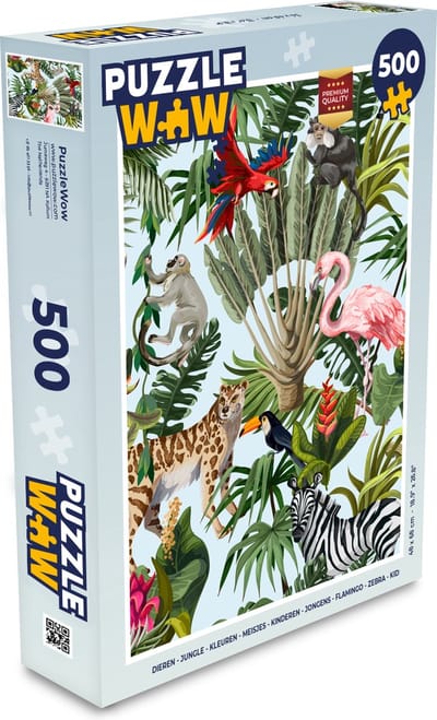 Puzzel Jungle - Dieren - Meisjes - Kinderen - Jongens - Flamingo - Papegaai - Legpuzzel - Puzzel 500 stukjes