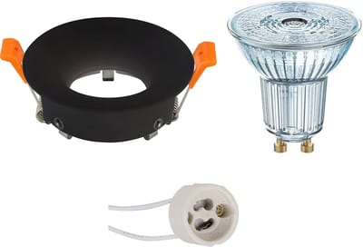 LED Spot Set - LEDVANCE Parathom PAR16 940 36D - GU10 Fitting - Dimbaar - Inbouw Rond - Mat Zwart - 3.4W - Natuurlijk Wit 4000K - Ø85mm
