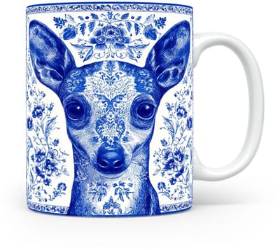 Mok Muntjac hond Beker voor koffie of tas voor thee, cadeau voor dierenliefhebbers, moeder, vader, collega, vriend, vriendin, kantoor, opa, oma, hond, kerst, sinterklaas, verjaardag