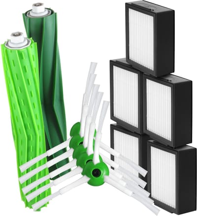 Dparts vervangingsset geschikt voor iRobot Roomba - 5 HEPA filters - 2 rubberen borstels - 5 zijborstels - voor E5 E6 i3 i3+ i4 i4+ i5 i5+ i6 i6+ i7 i7+ i8 i8+ J7 J7+ - filterset vervangkit - 4757966