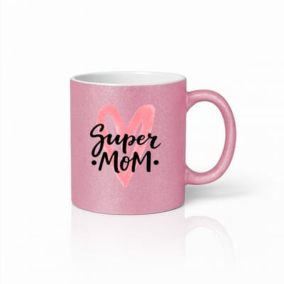 Super Mom Koffiemok met Roze Hart - Moederdag Cadeau - Lichtroze