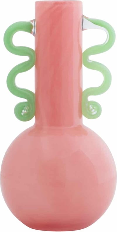 Present Time Vaas Fiesta Medium - Roze - Ø14cm - Glas - Scandinavisch - Bloemenvaas - Woondecoratie - Decoratieve vaas voor woonkamer of slaapkamer