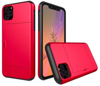Mobiq pashouder hoesje geschikt voor iPhone 11 Pro | vakje voor pasjes rood