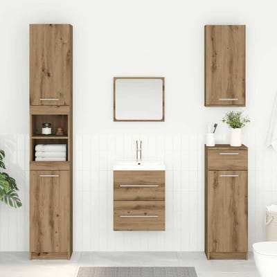 vidaXL - Wastafelkast - Artisan - Eiken - 38,5 - x - 41 - x - 48 - cm - Bewerkt - hout