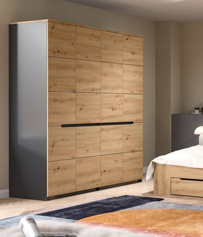 4-deurs kledingkast in basaltgrijs - Ruime opbergoplossing voor je slaapkamer - 180x198x59cm