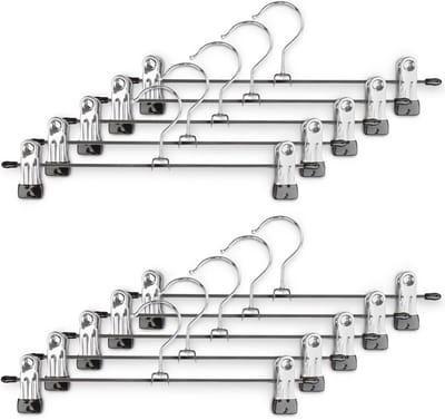 Set van 10 Metalen Broekhangers met Verstelbare Klemmen - Antislip Kleerhangers 30 cm