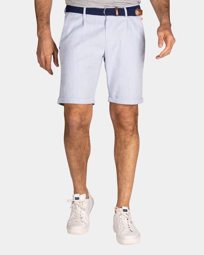 NZA - Lichtblauwe chino shorts van katoen met linnen en tencel