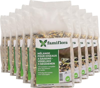 Famiflora Winter Strooivoer 10kg (10x 1kg) - Grootverpakking Vogelzaad - Allround Tuinvogelvoer - Vitaminerijk - Handige 1kg Zakken