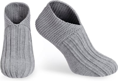 Knit Factory Miles Slofsokken - Sokken voor Dames en Heren - Gebreide sloffen - Huissokken - Licht Grijs - Maat 41-44