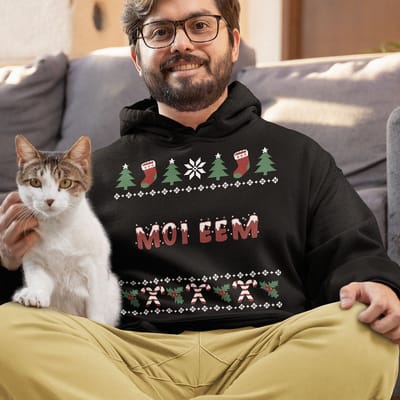 Groningen Kerst Hoodie Zwart Moi Eem Candy Cane - Maat XS - Uniseks Fit - Kerstkleding Voor Dames & Heren