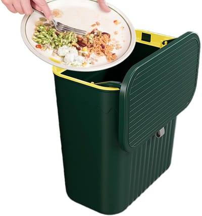 Keuken Compostbak - Afvalbak Deksel - Restjes Verzamelen - Wandmontage Ontwerp - 27 x 13 x 29 cm - Licht Groen