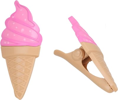 Gerimport Handdoekknijpers - 2x - bruin - ijsje - handdoekklem - kunststof