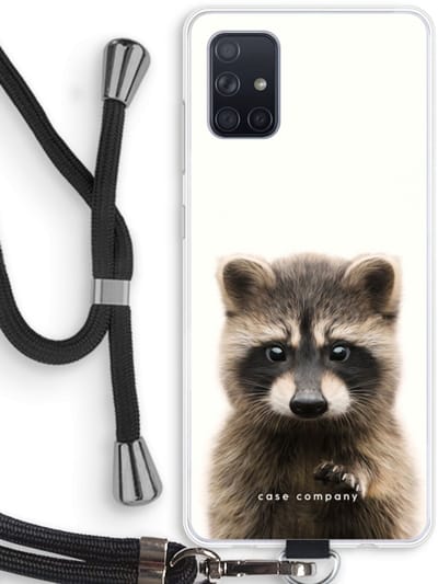 Case Company® - Hoesje met koord geschikt voor Samsung Galaxy A71 hoesje met Koord - Rocco - Telefoonhoesje met Zwart Koord - Bescherming aan alle Kanten en Over de Schermrand
