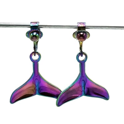 Clip Oorbellen Kinderen - Oorclips - Regenboogkleur zeemeerminstaart - Neochrome - Hangoorbellen - MNQ bijoux