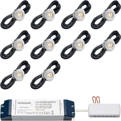 LED veranda inbouwspots Sevilla bas inclusief trafo - 3W / dimbaar / inbouwspot / terrasoverkapping / overkapping / warm wit / rond / 230V / IP44 / set van 10 stuks