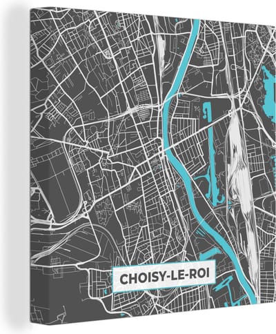 Canvas Schilderij Stadskaart - Frankrijk - Kaart - Plattegrond - Coisy-le-Roi - 20x20 cm - Wanddecoratie