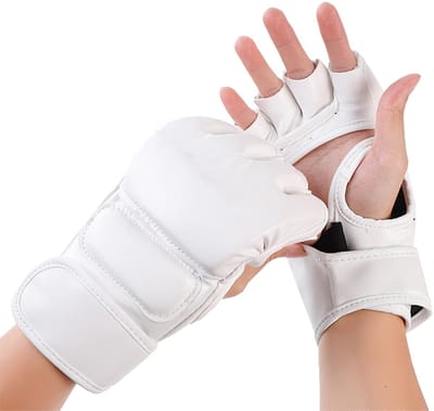 Allecto - MMA Sparring Handschoenen - Open Palm - Unisex - Leer met Polsondersteuning - Kickboksen - Muay Thai - Geschikt voor vechtsport - Zwart