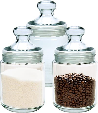 Luminarc Voorraadpot/bewaarpot - Set van 3x stuks - 750 ml - glas - met deksel - Voorraadbussen - 11 x 14 cm - Snoeppot