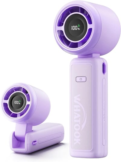 Thijox - Handventilator 4000 mAh Draagbare Turbo Ventilator 180° Inklapbaar Design met 12 Uur Looptijd en 5 Standen LED-Display voor Reizen, Outdoor,