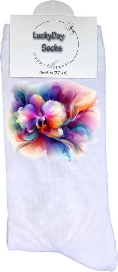 Bloem - Opkikker - Grappige sokken - Valentijns cadeau - Verjaardag cadeau - Grappig - Leuke sokken - Vrolijke sokken - Multi color - Kerst Sokken - Vaderdag - Moederdag - Kerstcadeau - Socks die Happy maken - 37-44