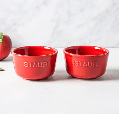 Staub Desert Schaaltjes - Ramekin Set Van 2 - Rood - Keramisch - Tapas Schalen - Toetje - Geschikt Voor Magnetron Oven Vaatwasser