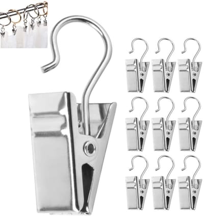 10 stuks - Gordijncliphaak - Gordijnhaken - Lengte 32 mm - Zilver - Gordijnclip met haak - Gordijnhaken Clips - gordijnhaken voor kabelklemmen - Clips met haken voor gordijnen - Voor Slaapkamer, Badkamer, Huisdecoratie