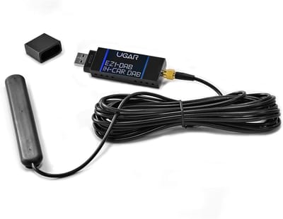 DAB+ Radio Dongle - Digitale Radio Ontvanger - Auto Radio Upgrade - Versterkte Glas Antenne - 5 meter Kabel - Zwart