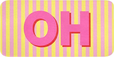 WC mat 120x60 cm - Antislip - Tekst - Strepen - Roze - Toiletmat - Vloermat - Douchemat - Toilet tapijt - Toiletmatten