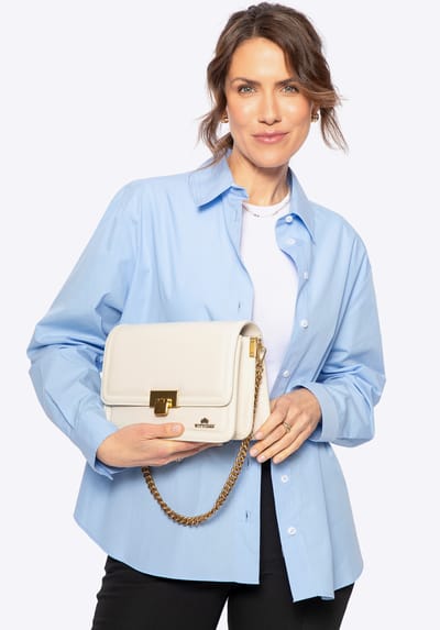 Wittchen Dames Leren Crossbody Tas met Ketting, Crème, Natuurlijk Leer