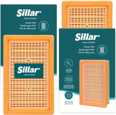 Sillar, stofzuigerfilter, uitlaat, HEPA, geschikt met Karcher WD4, WD5, WD6, MV4, MV5, MV6 stofzuigers, vervanging voor filters 2.863-006.0, 2.863-005.0, 16x10.2x5 cm, 2 stuks