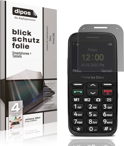dipos – Matte Privacy Screenprotector geschikt voor Doro Primo 366 | Anti-Spy Beschermfolie