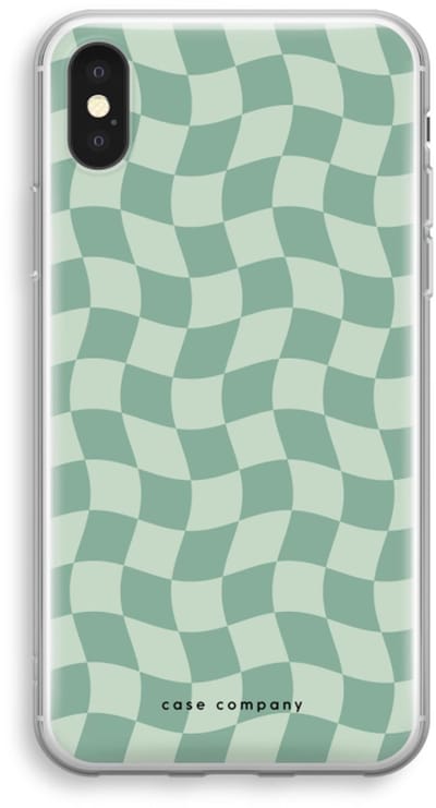 Case Company® - Hoesje geschikt voor iPhone XS hoesje - Grid Groen - Soft Cover Telefoonhoesje - Bescherming aan alle Kanten en Schermrand