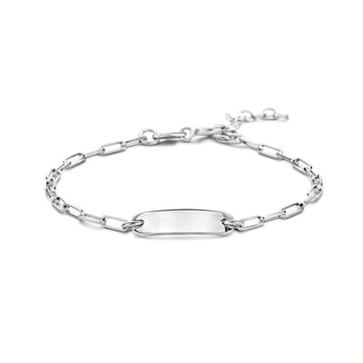 Zilver Gerhodineerd Graveerarmband 16 + 2 Cm Plaat 5,0 Mm 1336692