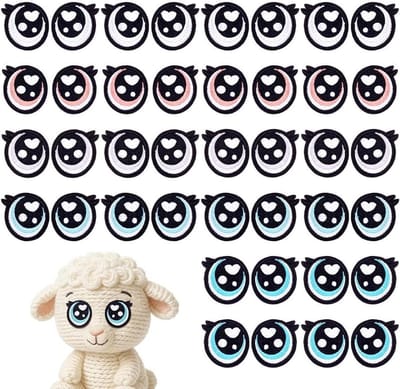 Vilten Ogen - Wimper Patches - Poppen Maken - Eenvoudig Opstrijkbaar - 20 Paar - 5 Kleuren