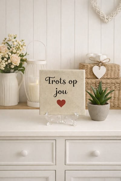Spreuktegeltje, Tegeltje met tekst: Trots op jou, Tekst tegeltje, Trots op jou, Cadeau, XLX®
