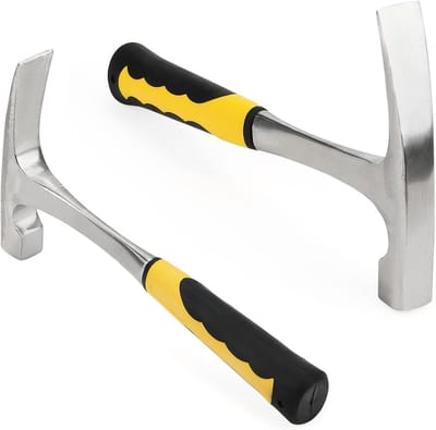 2 Stuks 24oz Matte Rock Brick Hammer met Skid Handle, Geologenhamer van 30cm, Stalen Hamer voor Metselen met Verstevigde Zwarte Punt en Schokabsorberende Grip voor Mijnbouw en Geologie